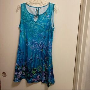 New Trend Womens Mini Tank Dress M Butterfly Butterflies Print Green Blue Purple